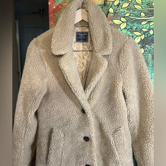 Abercrombie & Fitch Tan Sherpa Jacket w Pockets: New No Tags - Picture 6 of 8
